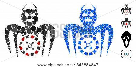 Roulette Spectre Devil Mosaic Of Circle Elements In Variable Sizes And Color Tints, Based On Roulett