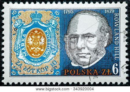 Poland - Circa 1978: A Stamp Printed In Poland Shows Poland No. 1, Rowland Hill (1795-1879), Origina