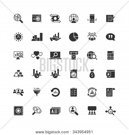 Global Money Icon Set In Flat Style. Global Information Vector Illustration On White Isolated Backgr