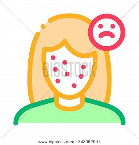Acne Face Sad Girl Icon Vector. Outline Acne Face Sad Girl Sign. Isolated Contour Symbol Illustratio