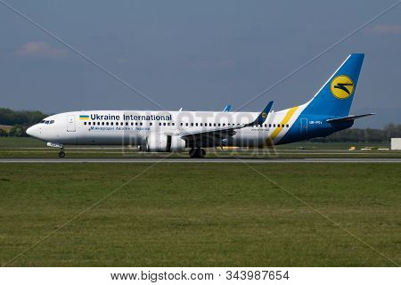 Vienna / Austria - April 18, 2019: Ukraine International Airlines Boeing 737-800 Ur-psv Passenger Pl