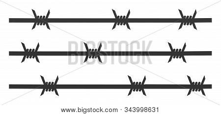 Barbwire Fence Vector Icon. Flat Barbwire Fence Symbol Is Isolated On A White Background.