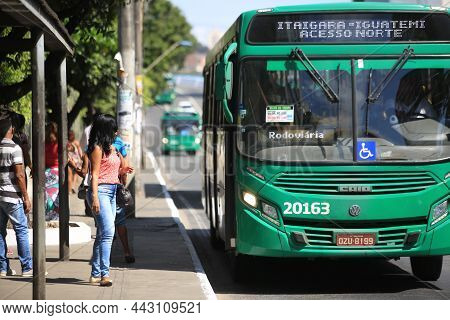 People Waiting For The Public Transport Bus