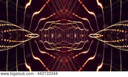 3d Rendering Background Of Microworld Or Sci-fi Theme With Glowing Particles Form Curved Lines, 3d S