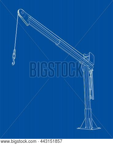 Davit Or Crane For Boat. 3d Illustration. Wire-frame Style
