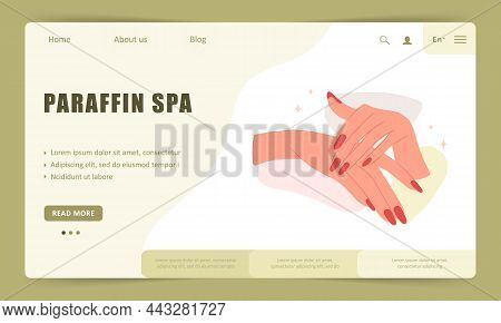 Paraffin Therapy And Massage Concept. Landing Page Template. Moisturizing Wax From Skin Care. Groome