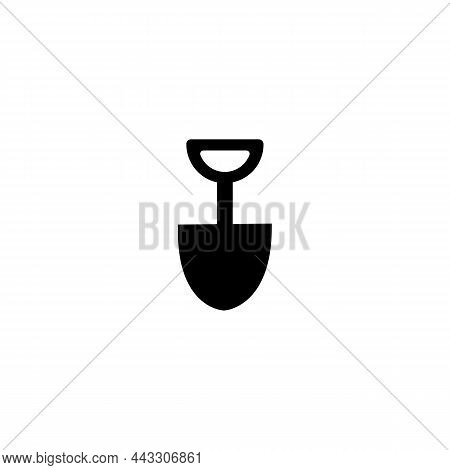Short Mini Spade Icon. Simple Vector Symbol. Isolated On White Background. Black Silhouette.