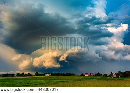 Thunder Storm Clouds With Supercell Wall Cloud, Summer, Lithuania