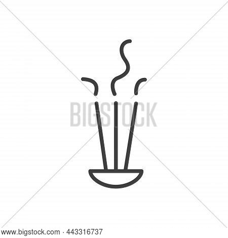 Scented Spa Stick On Holder. Incense Sticks. Cosmetic Procedure, Yoga And Aromatherapy. Vector Outli