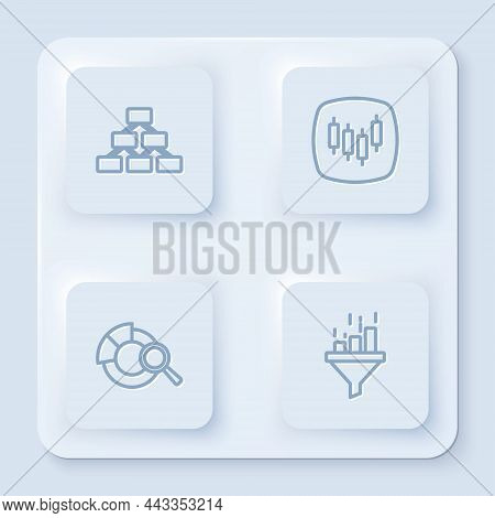 Set Line Hierarchy Organogram, Browser With Stocks Market, Search Data Analysis And Sales Funnel Cha