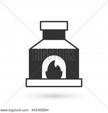 Grey Blacksmith Oven Icon Isolated On White Background. Vector