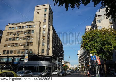 Bucharest, Romania - November 26, 2021: The Adriatica Building, Built Between 1936-1937, On Victorie