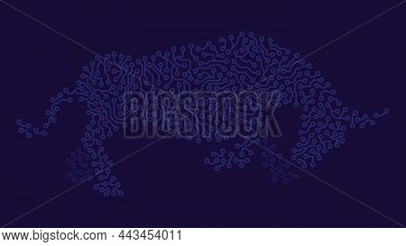 Artificial Intelligence Bull Isolated On Dark Blue Background Vector Image.