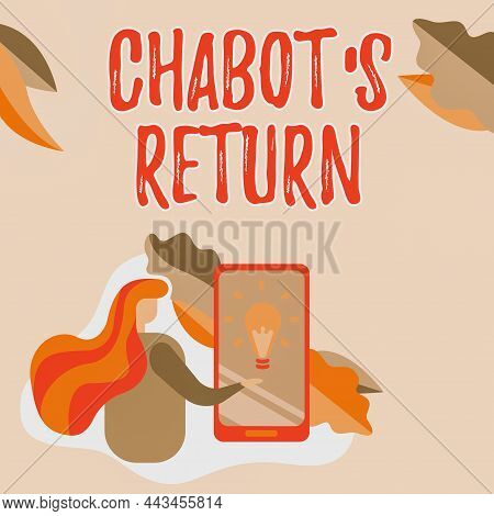 Text Sign Showing Chabot S Return. Word For The Come Back Of Conversation Via Auditory Or Textual Me