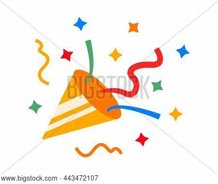 Confetti Popper Icon, Color Image, Isolated On A White Background. Design Element. Vector Illustrati