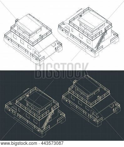 Houseboat Isometric Blueprints