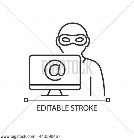 Alias Linear Icon. Stealing Identity Online. Malicious Activity. Cybercrime. Thin Line Customizable 
