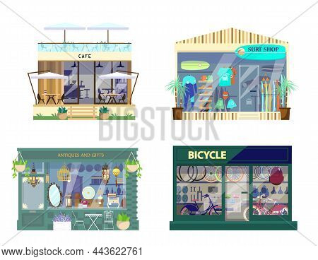 Vector Set Of Shops Exteriors.