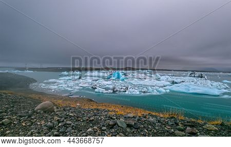 Long Exposures Of Glacier Lake In Iceland