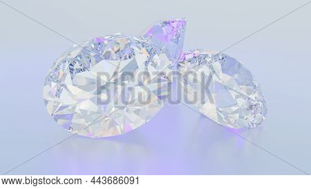 Diamonds On White Close Up, 3d Rendering