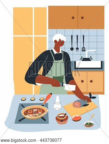 Cooking Fish Dishes At Home, Preparing Dinner