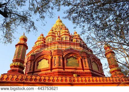 The Yellow Temple With Tree Parts. Pune, Maharashtra, India.