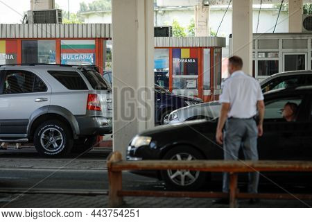 Giurgiu, Romania - July 1, 2021: The Land Border And Customs Between Bulgaria And Romania.