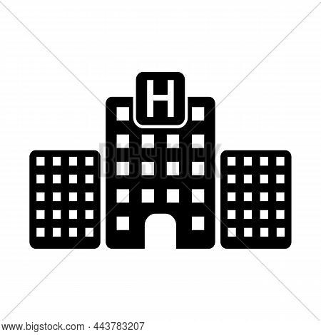 Hotel Icon Isolated On White Background. Simple Flat Pictogram For Business, Marketing, Internet Con