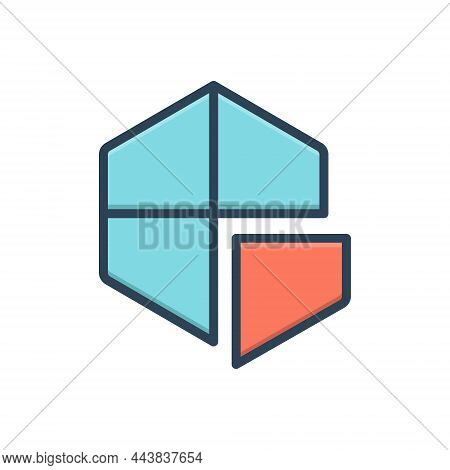 Color Illustration Icon For Section Part Piece Segment Fragment Component Division Portion