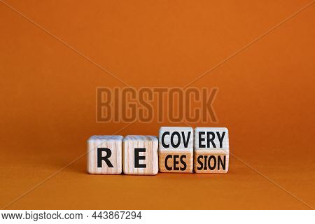 Recovery And Recession Symbol. Turned Cubes And Changed The Word 'recession' To 'recovery'. Beautifu