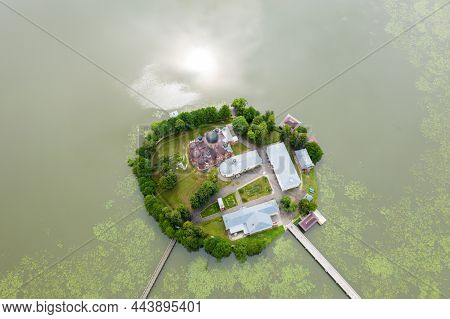 A Famous Orthodox Monastery In Russia Near The City Of Pokrov, Ostrovnaya Female Hermitage.