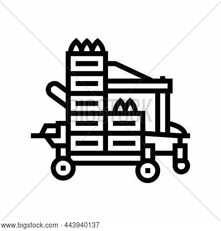 Transplanter Farm Equipment Line Icon Vector. Transplanter Farm Equipment Sign. Isolated Contour Sym
