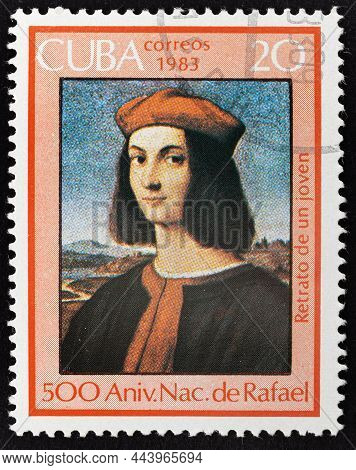 Republic Of Cuba - Circa 1983: Postage Stamp 'raphael. Portrait Of Pietro Bembo, 1505' Printed In Re