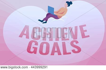 Text Caption Presenting Achieve Goals. Word Written On Results Oriented Reach Target Effective Plann