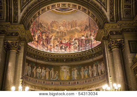 Interiors and details of La Madeleine church, Paris, France