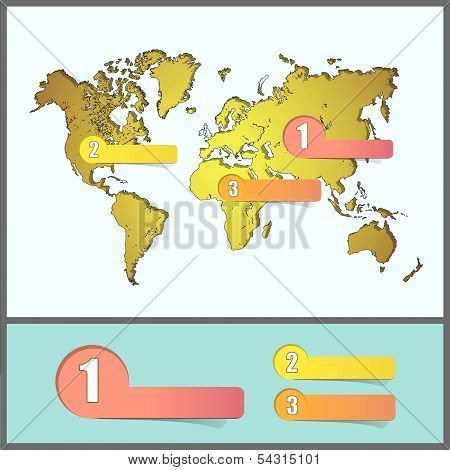 Worlds Map Over White Background. Vector Background