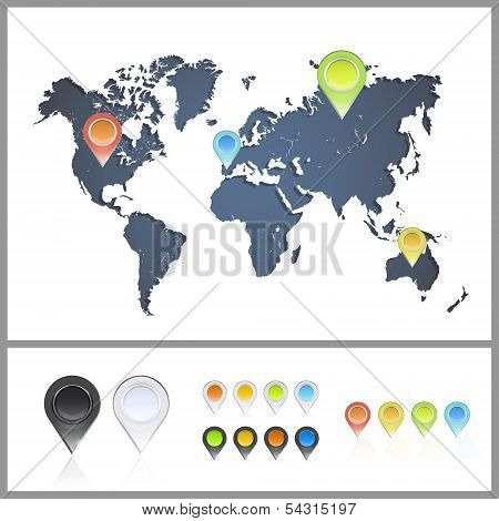 Worlds Map Over White Background. Vector Background