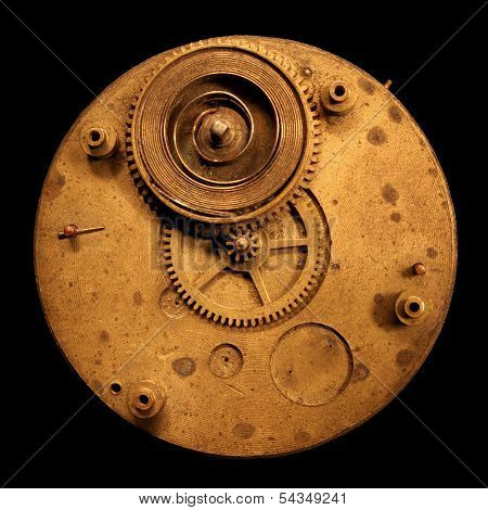 Circular Brass Watch Clock Part With Spring And Gear