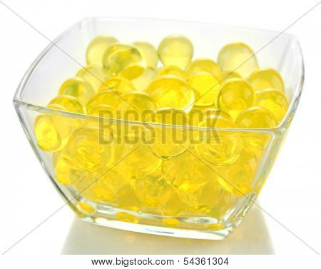 Transparent vase with hydrogel isolated on white