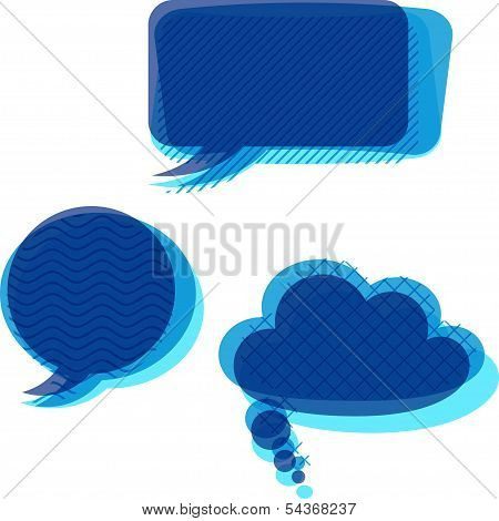 Set of trasnparent patterned speech bubbles.