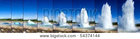 Strokkur Geyser Eruption In Sequence
