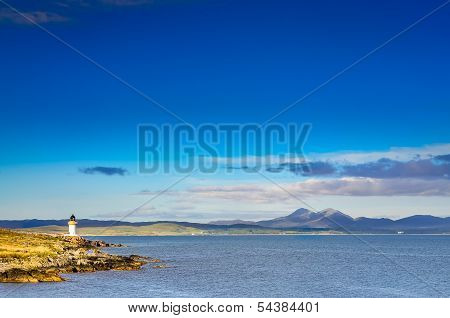 Ocean Coast Lighthouse In Port Charlotte, Scotland