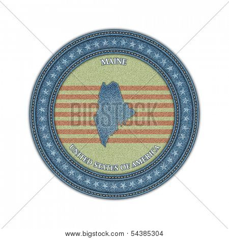 Label with map of maine. Denim style. Vector eps 10