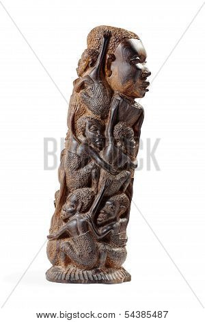 African Wooden Figurine Half-face