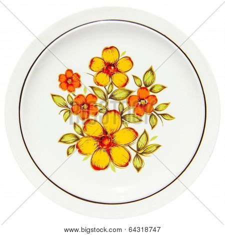 Painting Yellow Flowers On Dish