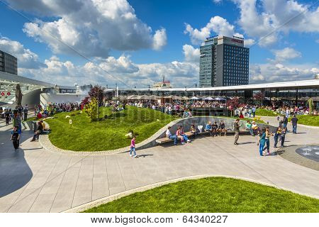 People at Promenada Mall in Bucharest, Romania