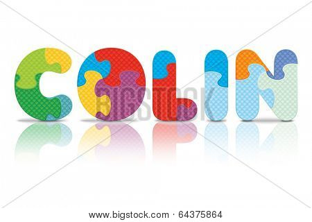 COLIN written with alphabet puzzle - vector illustration