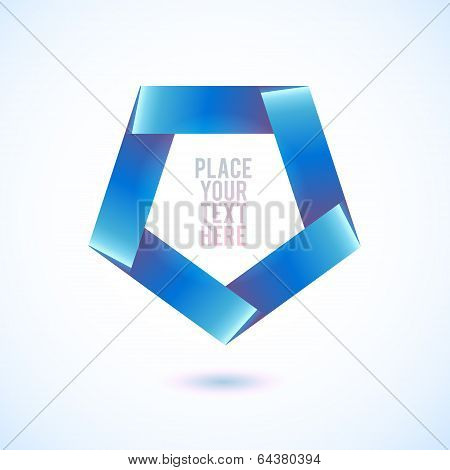 Blue penthagon shape on white background