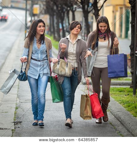Happy Girls Doing Shopping