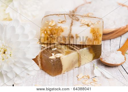Handmade Soap With Oat Flakes.